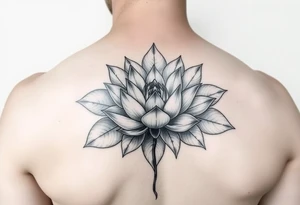 Beautiful lotus flower bomb with open leaves tattoo idea