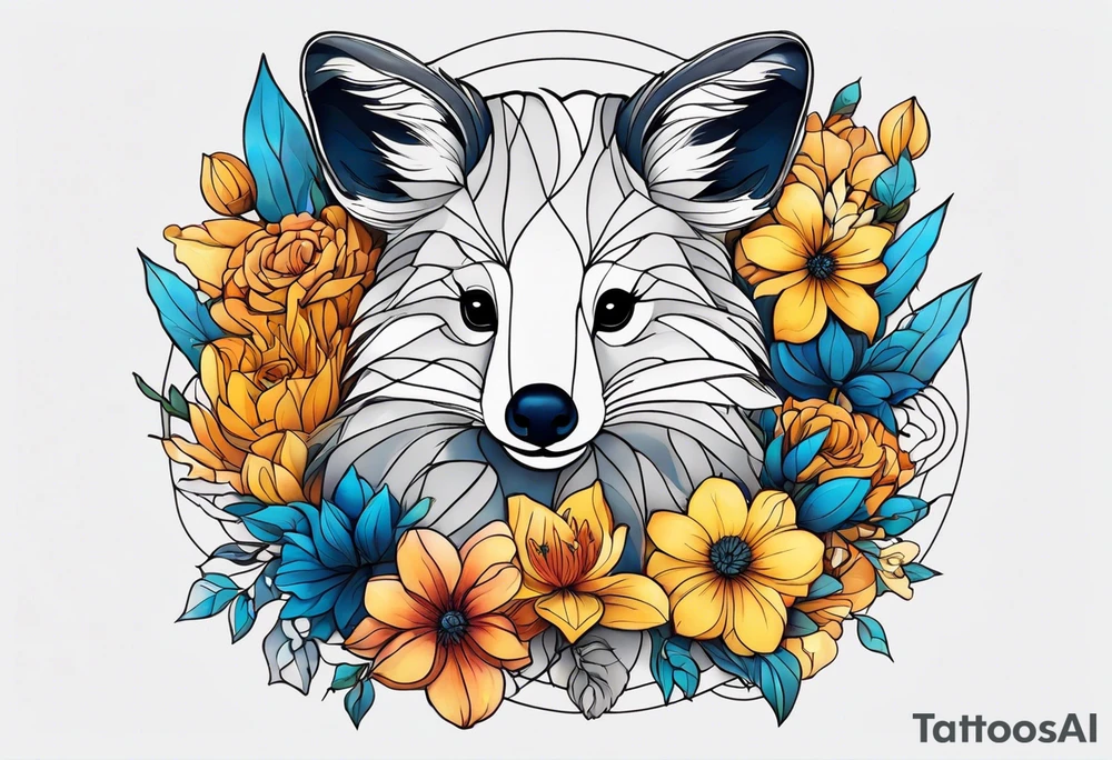 It will be a matching tattoo for 4 women. Our favorite flowers are yellow roses, lillies, blue daisies, and dahlias. Our favorite animals are koala, cat, turtle, and fox. tattoo idea