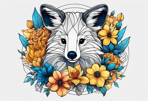 It will be a matching tattoo for 4 women. Our favorite flowers are yellow roses, lillies, blue daisies, and dahlias. Our favorite animals are koala, cat, turtle, and fox. tattoo idea