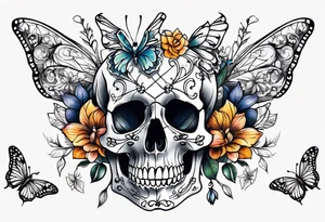 skeleton bones full body flowers and butterflies
simple design tattoo idea
