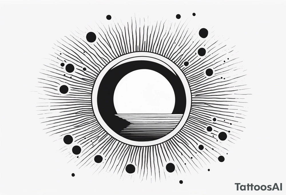 simple sunshine made of black dots tattoo idea
