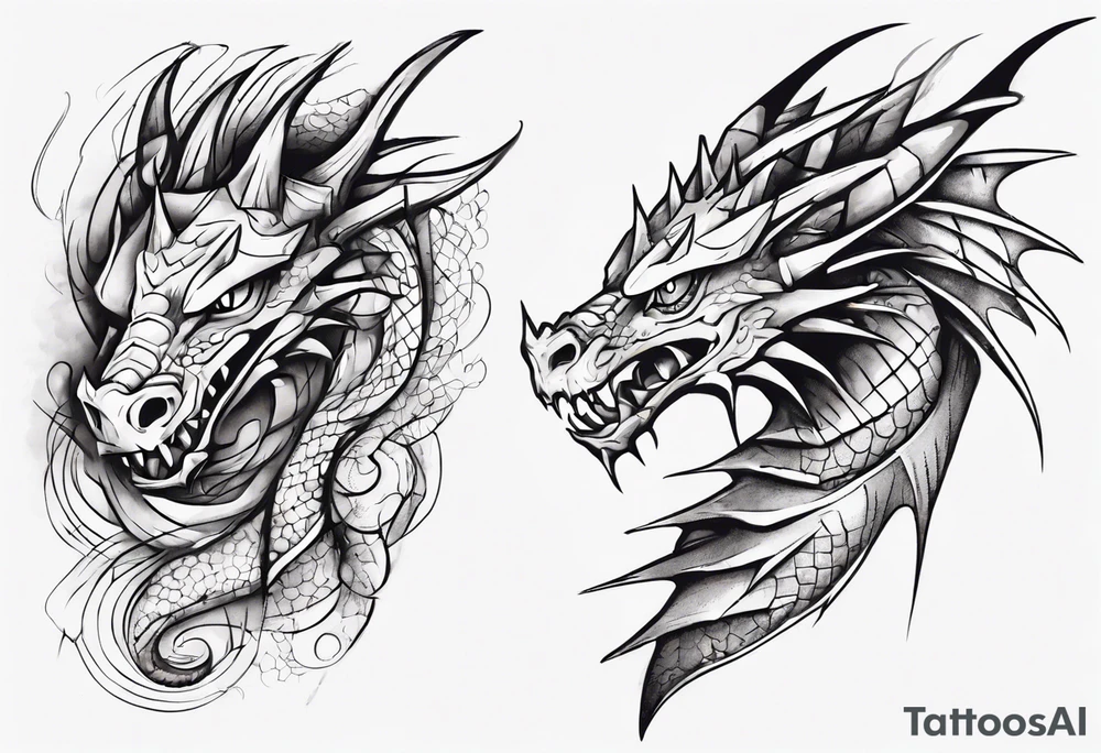 Dragon wrapping around arm with spikes tattoo idea