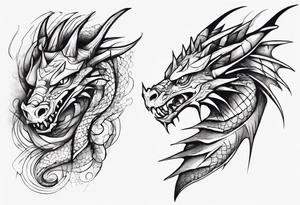 Dragon wrapping around arm with spikes tattoo idea