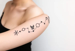 constellation tattoo with libra, cancer, Taurus, 2 scorpio and capricorn stars only tattoo idea