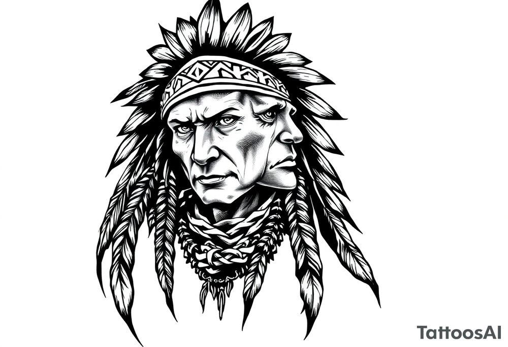 Lone Native American warrior tattoo idea