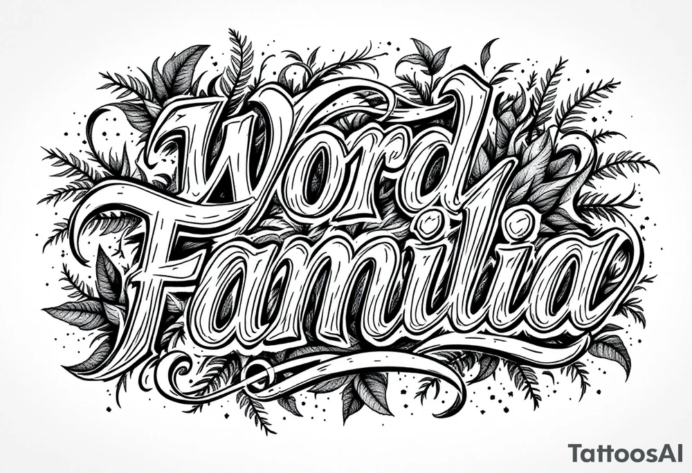 Word Familia, with little puerto rican jungle details included tattoo idea