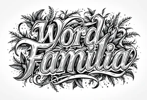 Word Familia, with little puerto rican jungle details included tattoo idea