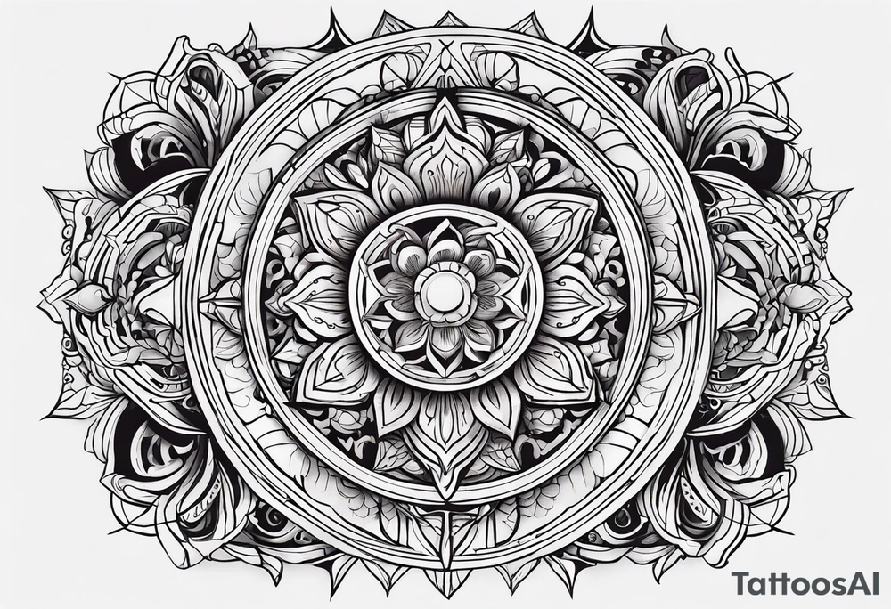 рукав с тремя разными узорами tattoo idea