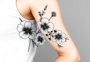 Floral Elements: Incorporate state flowers—bluebonnet (Texas), mountain laurel (Connecticut), and coast rhododendron (Washington
Arm sleeve shoulder to elbow tattoo idea
