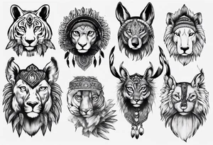 indian theme animals realism tattoo idea