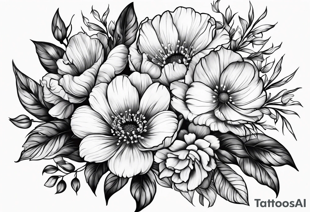 September birth flower with roman numerals IX-VI-LVII tattoo idea