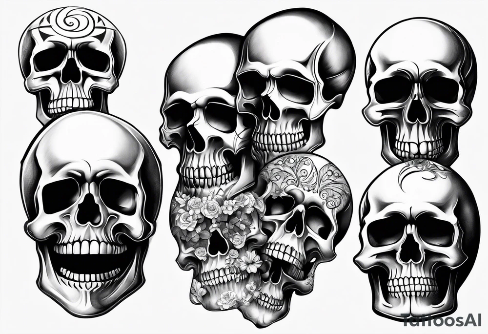 Memento mori written skull sleeve tattoo design tattoo idea