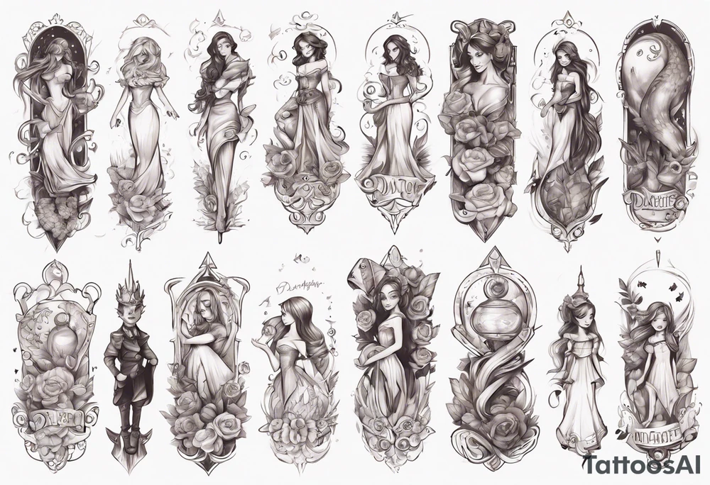 Female forearm, daughter, son, fairytale tattoo idea