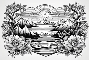 nature made of simple lines tattoo idea