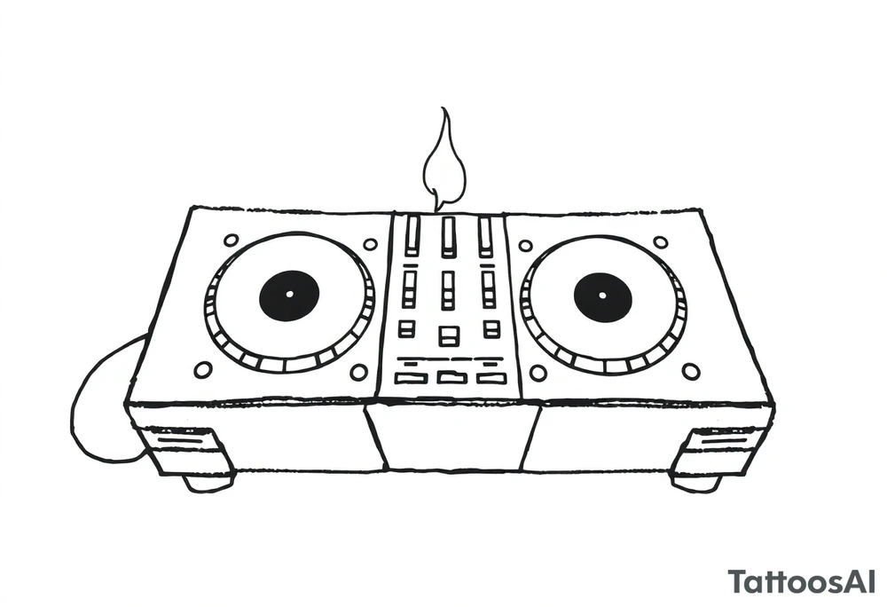 Dj decks, small, bird’s eye view tattoo idea