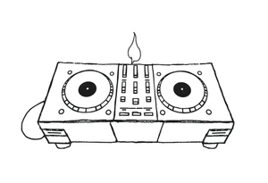 Dj decks, small, bird’s eye view tattoo idea