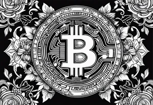 ornamented bitcoin tattoo idea