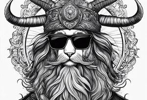capricorn with beard and sunglasses tattoo idea