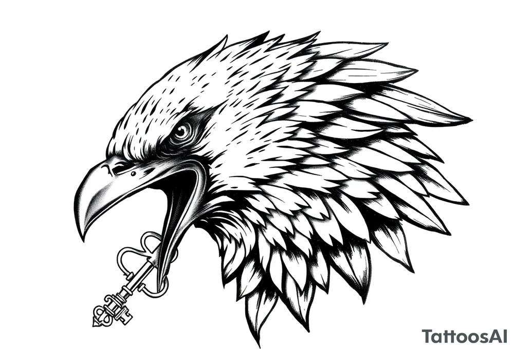a raven with a key in his beak. tattoo idea
