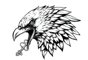 a raven with a key in his beak. tattoo idea