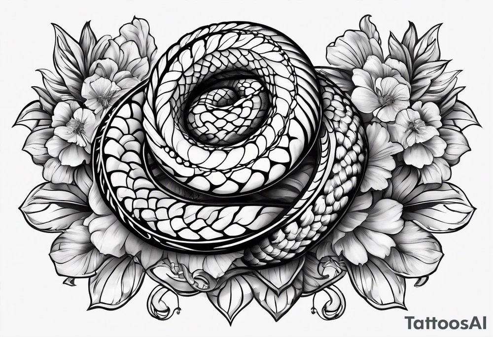 Schlange mit Kirschblüten tattoo idea