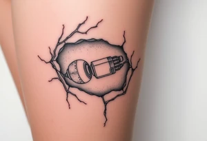 A wound revealing a robotic inside under the skin tattoo idea