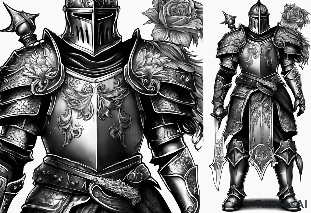 knight in armor full body tattoo idea