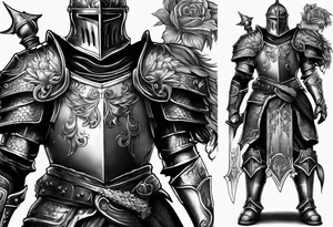 knight in armor full body tattoo idea