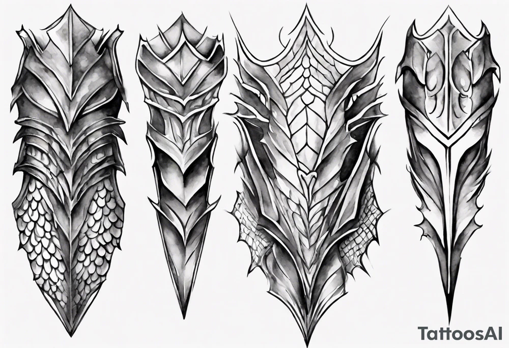 Dragonscale Leg armor symmetrical tattoo idea