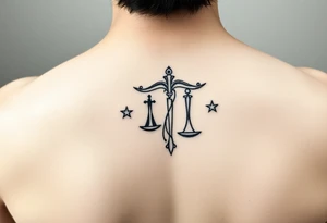 Cancer and libra zodiac signs intertwined elegant stars tattoo idea