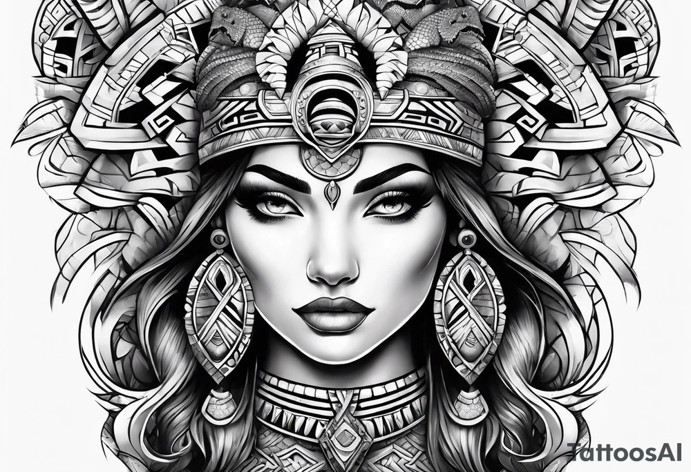 aztec snake sleeve tattoo idea