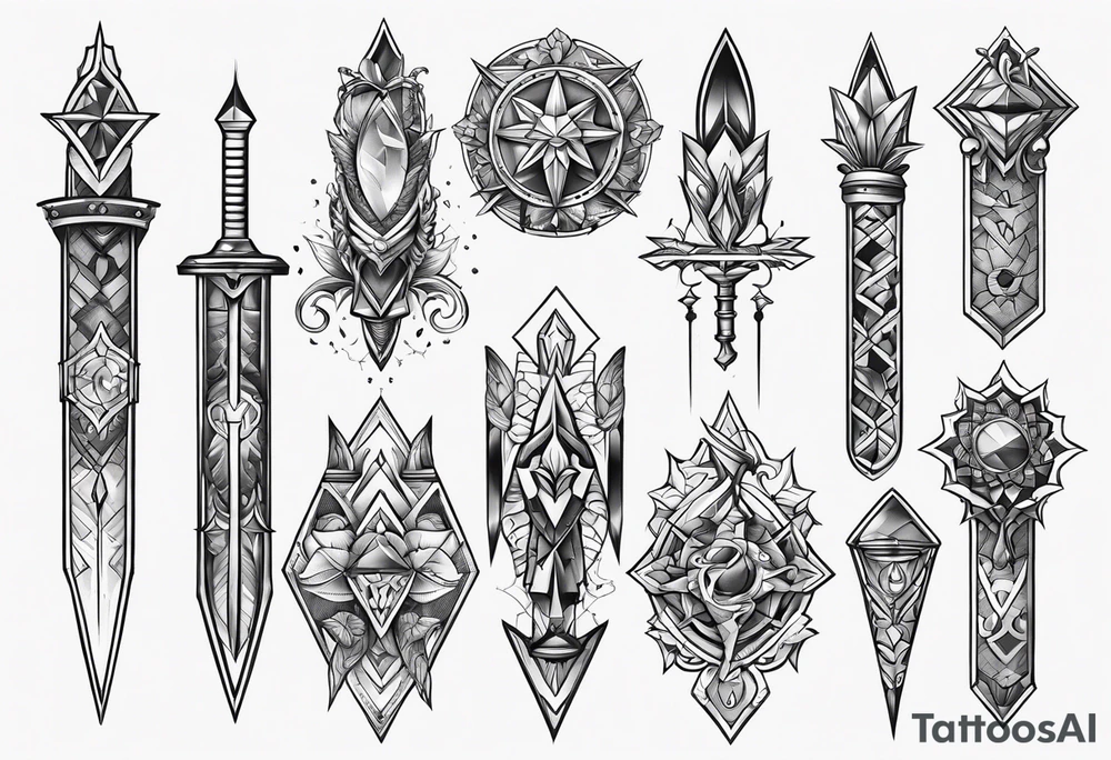 Variety of daggers flash sheet tattoo idea