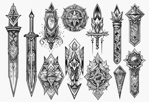 Variety of daggers flash sheet tattoo idea