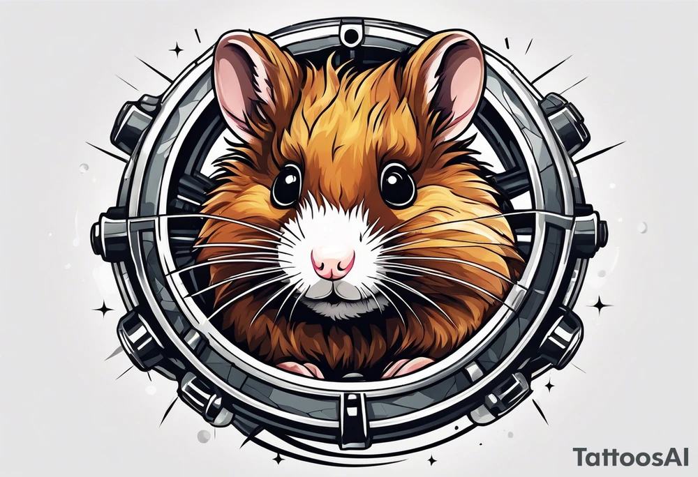 A black hamster running in his wheel tattoo idea