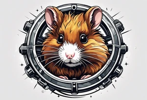 A black hamster running in his wheel tattoo idea