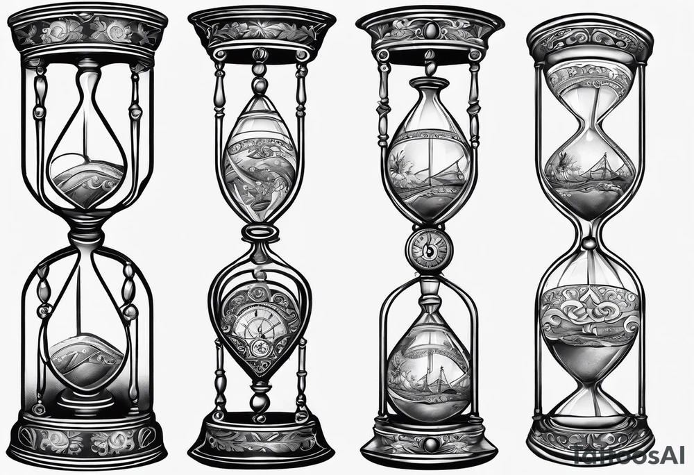 carpe diem hour glass that represent kid adult old tattoo idea