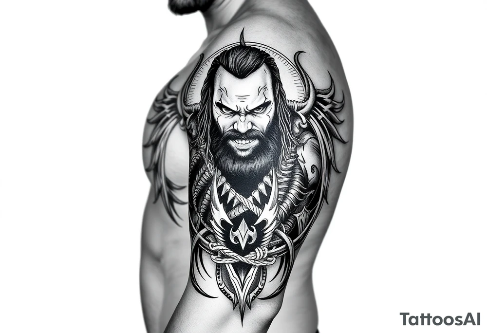 Bray Wyatt the Fiend center piece with tribal surrounding covering up old tattoo tattoo idea