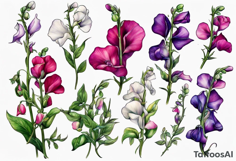 garden of sweet peas tattoo idea