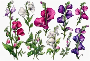 garden of sweet peas tattoo idea