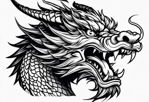 Animal head of a chinese dragon who is angry ONLY THE HEAD FACING RIGHT tattoo idea