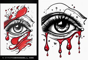 Bleeding tear flows to down from eye sleeve tattoo design tattoo idea