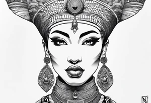 nerfertiti with asian style, dragon tattoo idea