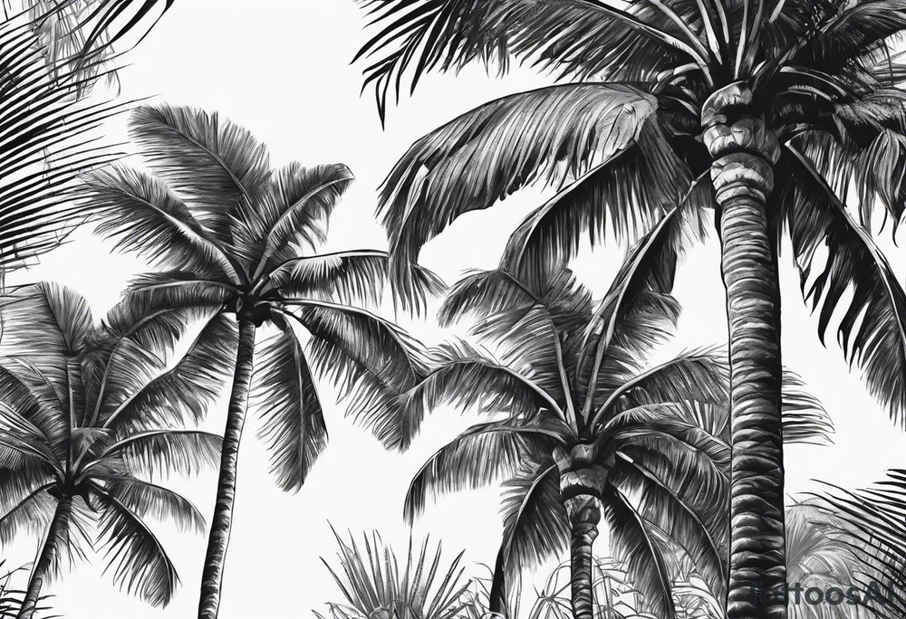 tree palm but swap leaves with palms tattoo idea