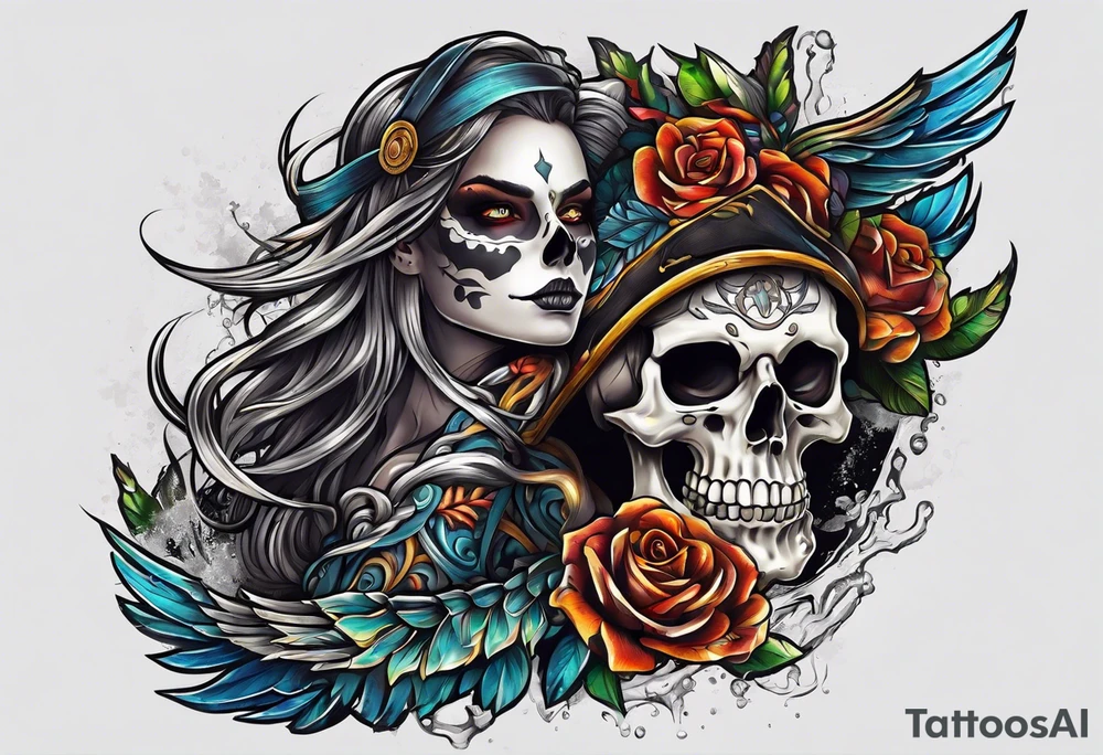 skeleton running from the world tattoo idea