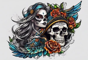 skeleton running from the world tattoo idea