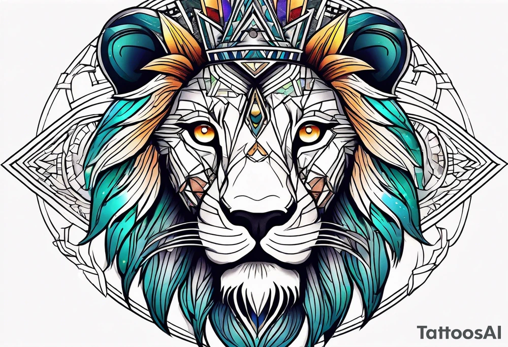 Lion sun avil eye tattoo idea