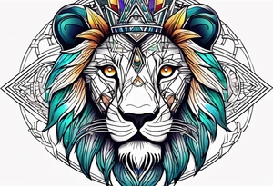 Lion sun avil eye tattoo idea