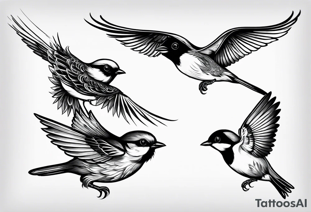 Four little birds... two of them are flying tattoo idea