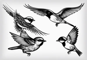 Four little birds... two of them are flying tattoo idea