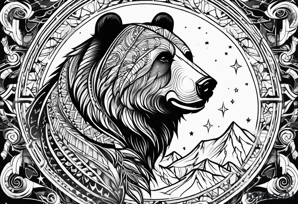 Cosmic bear tattoo idea